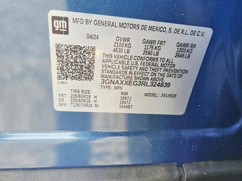 Продажа на аукционе авто 2024 Chevrolet Equinox, vin: 3GNAXXEG3RL324839, номер лота: 54773336