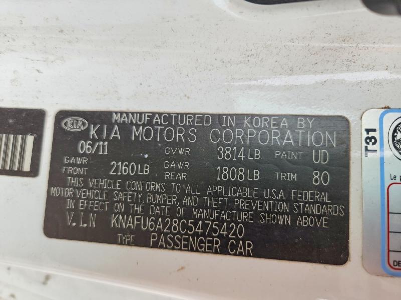 Aukcja sprzedaży 2012 Kia Forte, vin: KNAFU6A28C5475420, numer aukcji: 55116486