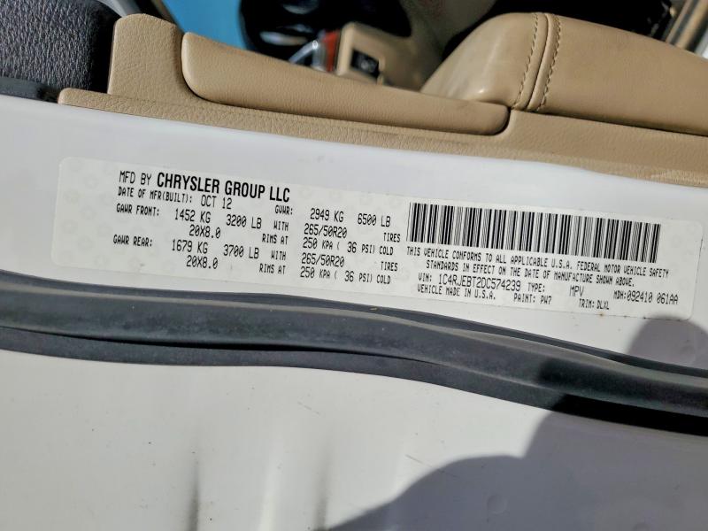 Aukcja sprzedaży 2013 Jeep Grand Cherokee, vin: 1C4RJEBT2DC574239, numer aukcji: 53945866
