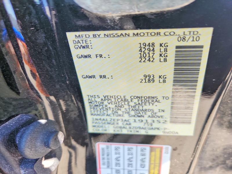 Aukcja sprzedaży 2010 Nissan Altima, vin: 1N4AL2EP3AC191352, numer aukcji: 55043096