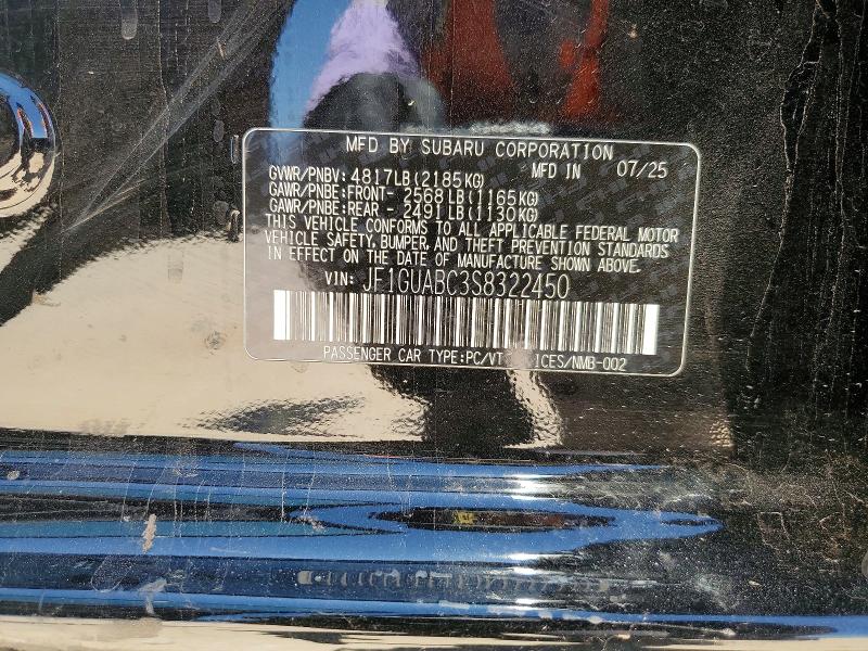 52406436 :رقم المزاد ، JF1GUABC3S8322450 vin ، 2025 Subaru Impreza مزاد بيع