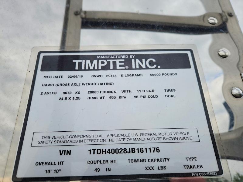 2018 Timpte Bulk Commo მანქანა იყიდება აუქციონზე, vin: 1TDH40028JB161176, აუქციონის ნომერი: 52614256