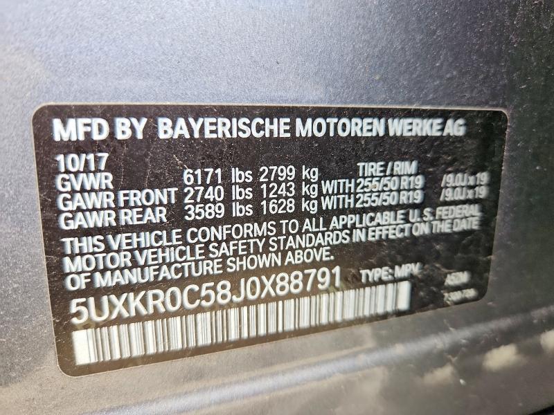 52232196 :رقم المزاد ، 5UXKR0C58J0X88791 vin ، 2018 Bmw X5 مزاد بيع