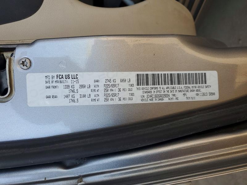 53121126 :رقم المزاد ، 2C4RC1BG5GR229224 vin ، 2016 Chrysler Town & Country مزاد بيع