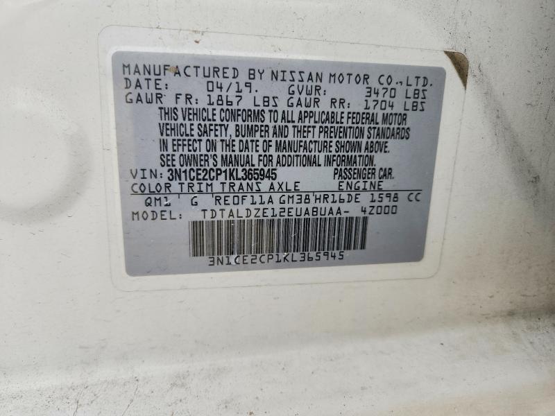 Aukcja sprzedaży 2019 Nissan Versa Note, vin: 3N1CE2CP1KL365945, numer aukcji: 54852436