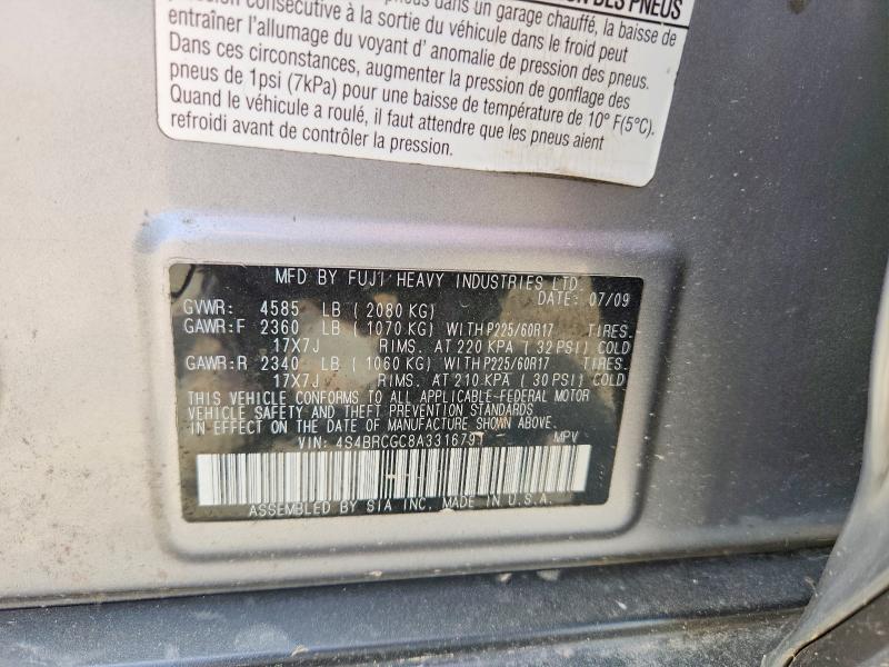 2010 Subaru Outback მანქანა იყიდება აუქციონზე, vin: 4S4BRCGC8A3316791, აუქციონის ნომერი: 51557756