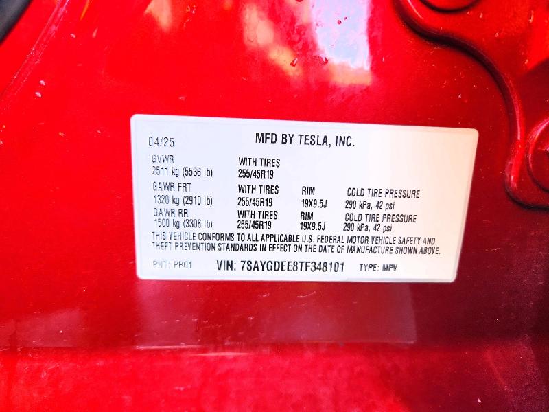 Aukcja sprzedaży 2026 Tesla Model Y, vin: 7SAYGDEE8TF348101, numer aukcji: 53177716