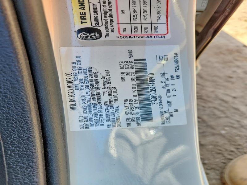 Aukcja sprzedaży 2012 Ford Fusion, vin: 3FADP0L35CR440910, numer aukcji: 53532796