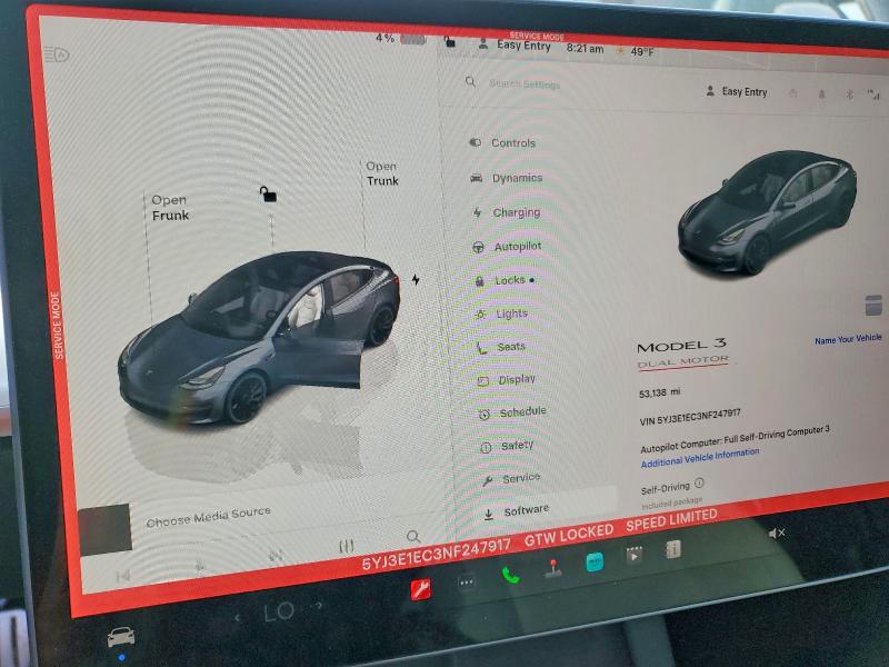 Продаж на аукціоні авто 2022 Tesla Model 3, vin: 5YJ3E1EC3NF247917, номер лоту: 52178636