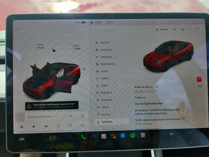 2021 Tesla Model Y მანქანა იყიდება აუქციონზე, vin: 5YJYGDEF6MF072959, აუქციონის ნომერი: 53894816