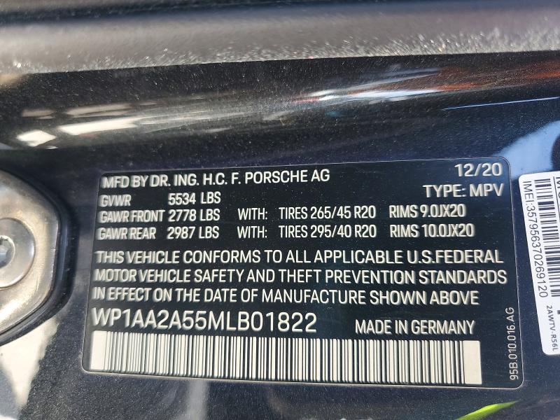 2021 Porsche Macan მანქანა იყიდება აუქციონზე, vin: WP1AA2A55MLB01822, აუქციონის ნომერი: 53646466
