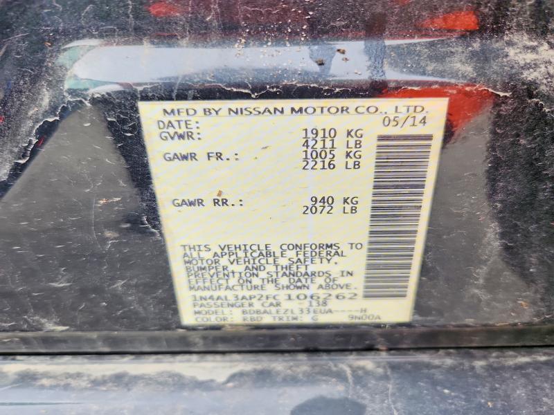 2015 Nissan Altima მანქანა იყიდება აუქციონზე, vin: 1N4AL3AP2FC106262, აუქციონის ნომერი: 54807376