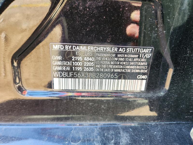Aukcja sprzedaży 2008 Mercedes-benz E, vin: WDBUF56X38B280965, numer aukcji: 51970586