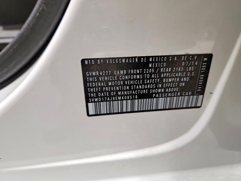 52556536 :رقم المزاد ، 3VWD17AJ6EM408518 vin ، 2014 Volkswagen Jetta مزاد بيع