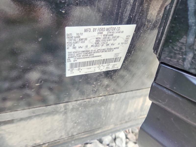 54305196 :رقم المزاد ، 1FM5K8B89DGB56905 vin ، 2013 Ford Explorer مزاد بيع