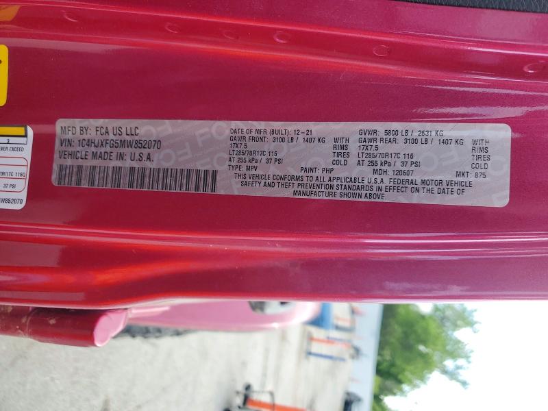 Продажа на аукционе авто 2021 Jeep Wrangler Unlimited, vin: 1C4HJXFG5MW852070, номер лота: 52172666