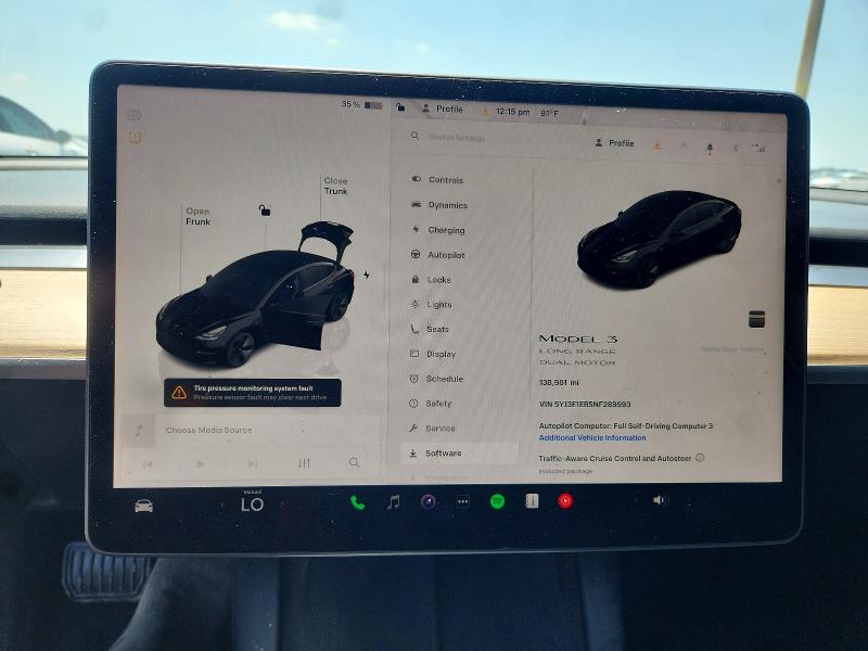 53322496 :رقم المزاد ، 5YJ3E1EB5NF289593 vin ، 2022 Tesla Model 3 مزاد بيع