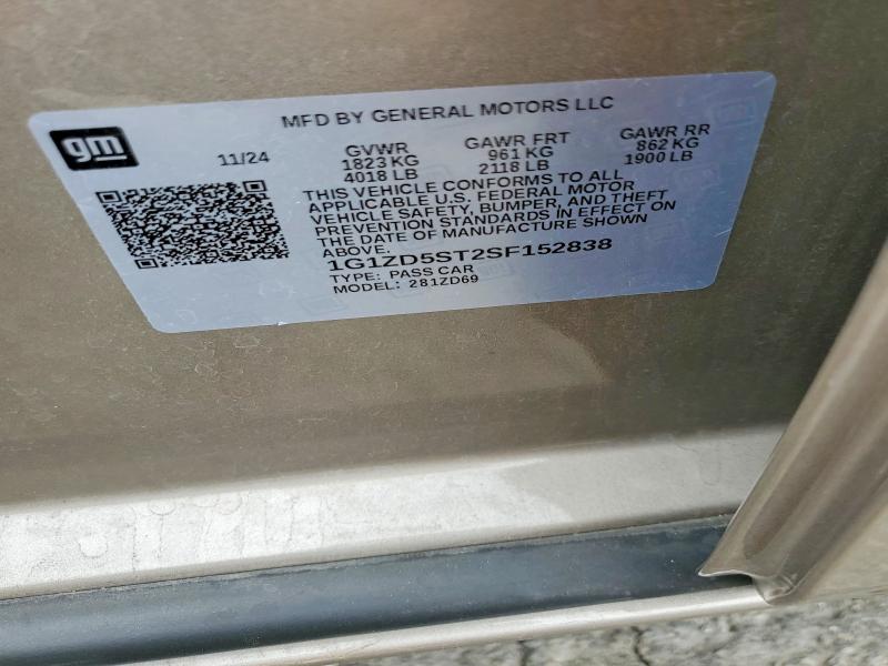 Продаж на аукціоні авто 2025 Chevrolet Malibu, vin: 1G1ZD5ST2SF152838, номер лоту: 52200246