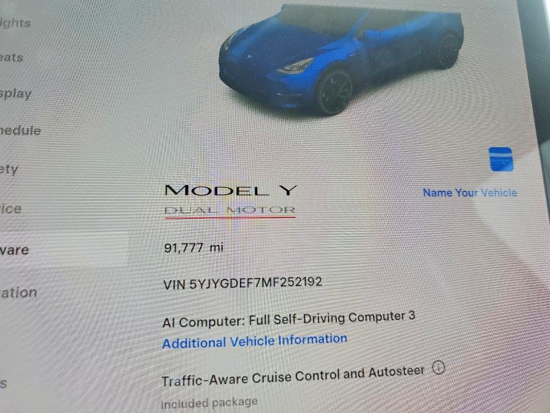 Продажа на аукционе авто 2021 Tesla Model Y, vin: 5YJYGDEF7MF252192, номер лота: 54238216