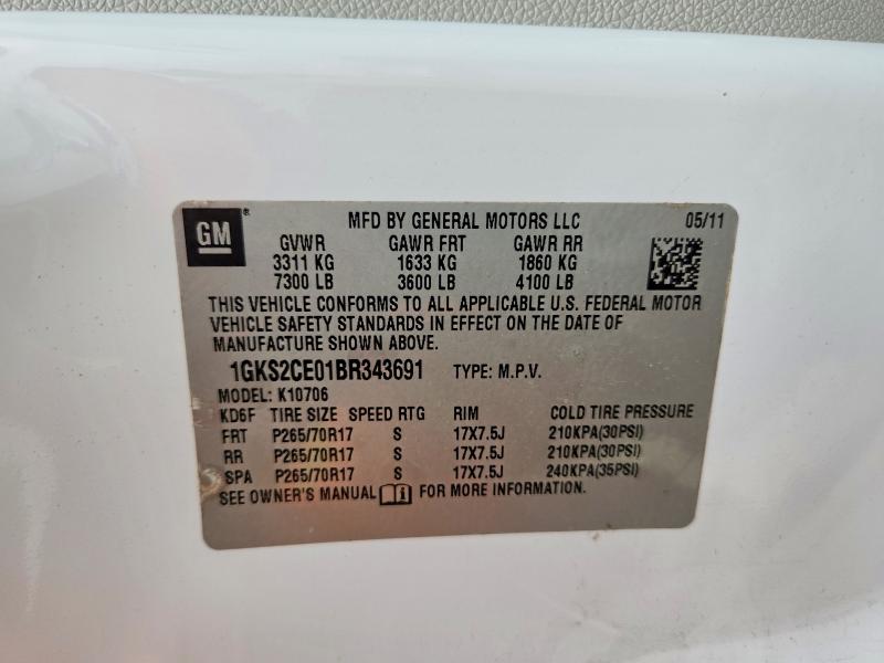 Auction sale of the 2011 Gmc Yukon, vin: 1GKS2CE01BR343691, lot number: 55175376