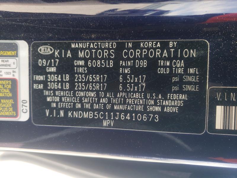 Aukcja sprzedaży 2018 Kia Sedona, vin: KNDMB5C11J6410673, numer aukcji: 53015606