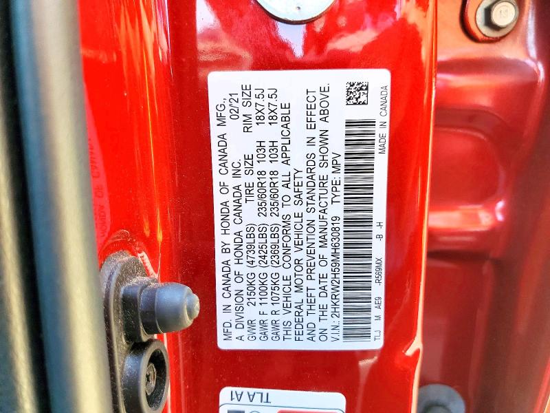 2021 Honda Cr-v მანქანა იყიდება აუქციონზე, vin: 2HKRW2H59MH630819, აუქციონის ნომერი: 54452116