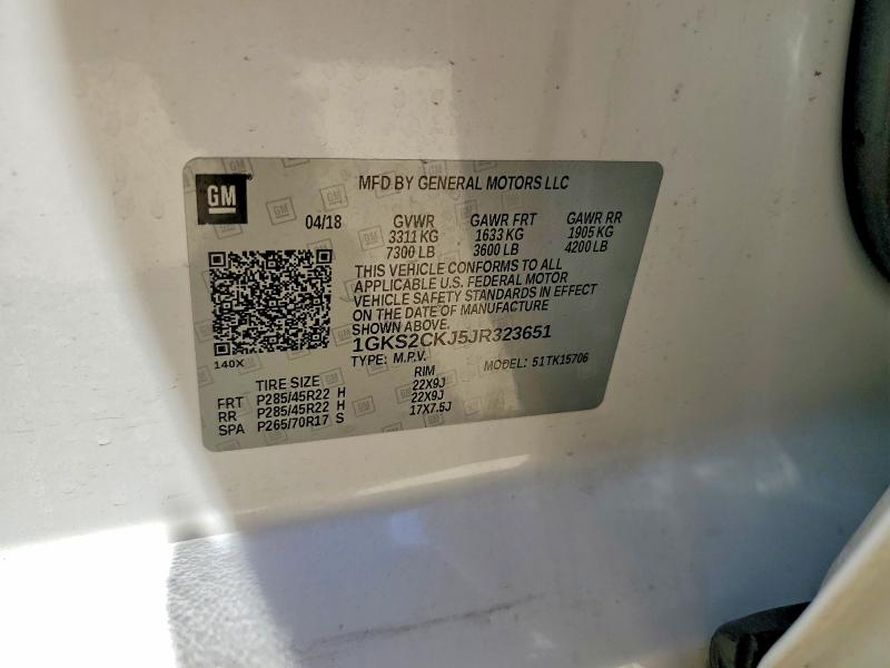 2018 Gmc Yukon მანქანა იყიდება აუქციონზე, vin: 1GKS2CKJ5JR323651, აუქციონის ნომერი: 53527546