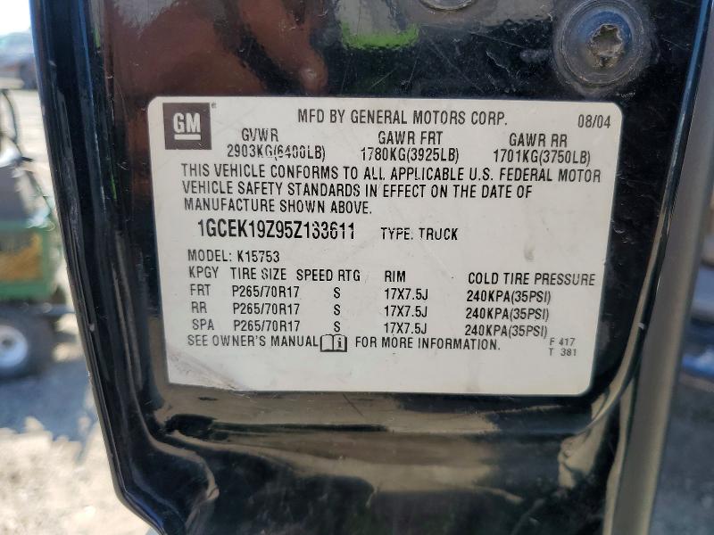 2005 Chevrolet Silverado მანქანა იყიდება აუქციონზე, vin: 1GCEK19Z95Z133611, აუქციონის ნომერი: 53543736