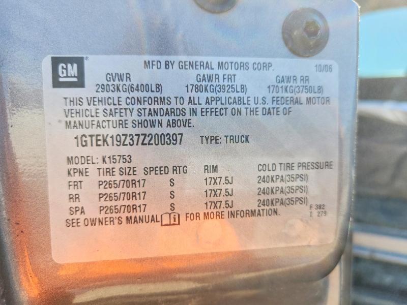 2007 Gmc New Sierra მანქანა იყიდება აუქციონზე, vin: 1GTEK19Z37Z200397, აუქციონის ნომერი: 52479246