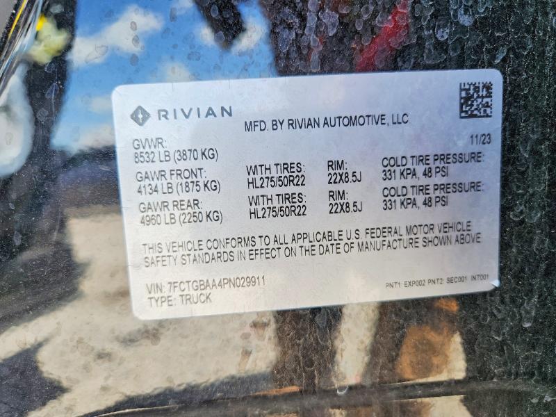 Aukcja sprzedaży 2023 Rivian R1t, vin: 7FCTGBAA4PN029911, numer aukcji: 54313876