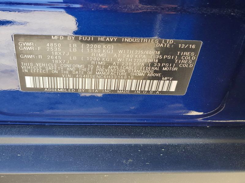 52528066 :رقم المزاد ، 4S4BSENC6H3316818 vin ، 2017 Subaru Outback مزاد بيع