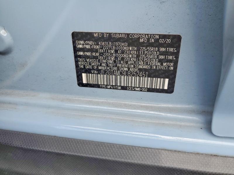 53405646 :رقم المزاد ، JF2GTAMC9L8252451 vin ، 2020 Subaru Crosstrek مزاد بيع