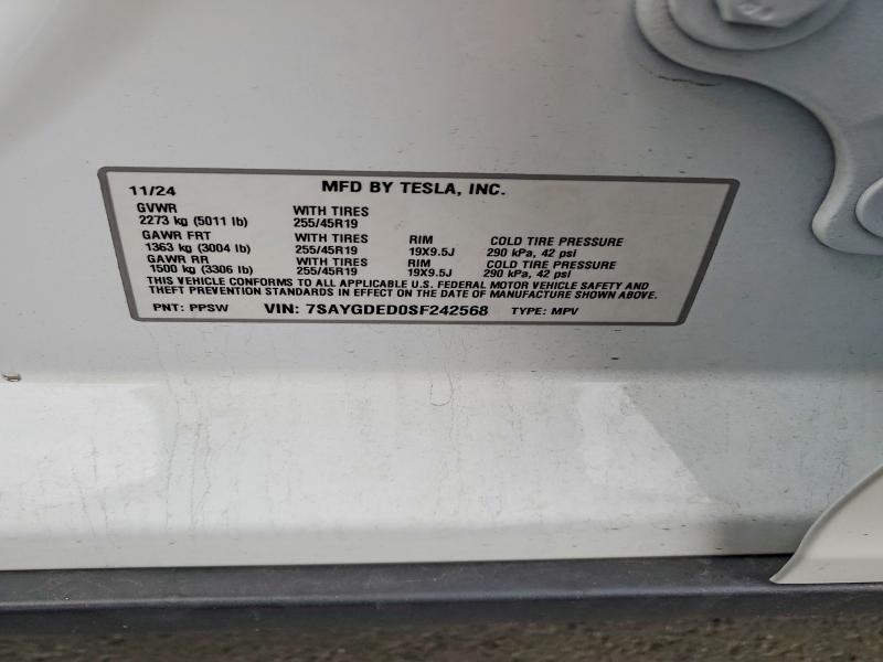 Продажа на аукционе авто 2025 Tesla Model Y, vin: 7SAYGDED0SF242568, номер лота: 53917146