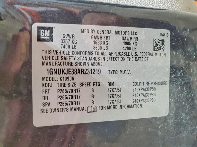48861146 :رقم المزاد ، 1GNUKJE38AR231219 vin ، 2010 Chevrolet Suburban مزاد بيع