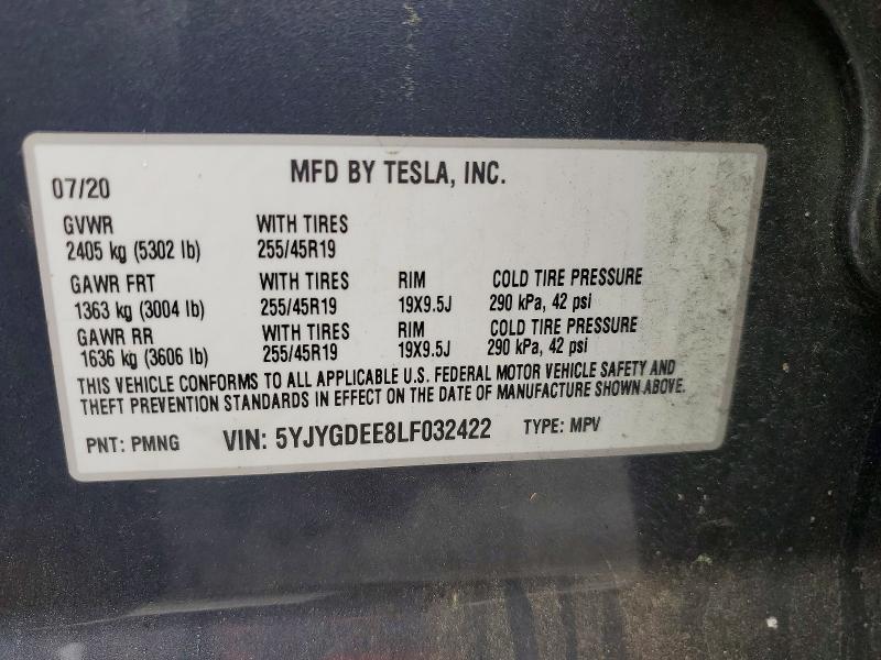 Продажа на аукционе авто 2020 Tesla Model Y, vin: 5YJYGDEE8LF032422, номер лота: 51861276