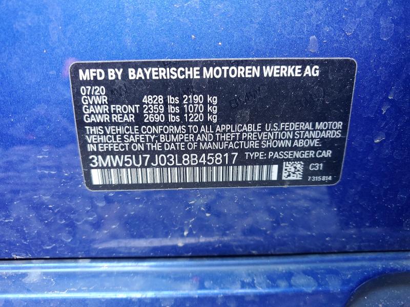 Auction sale of the 2020 Bmw M340i, vin: 3MW5U7J03L8B45817, lot number: 53344616