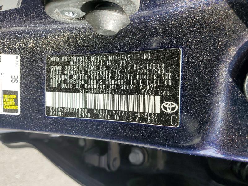 Продаж на аукціоні авто 2023 Toyota Corolla, vin: 5YFB4MDEXPP013221, номер лоту: 52174356