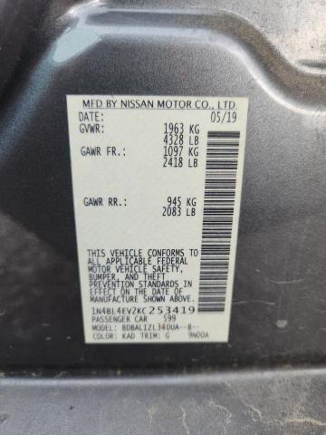 48075866 :رقم المزاد ، 1N4BL4EV2KC253419 vin ، 2019 Nissan Altima مزاد بيع