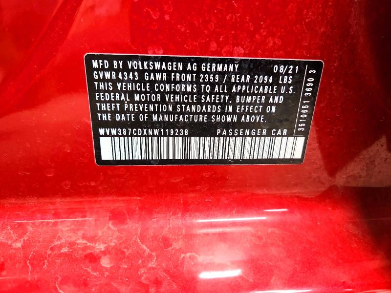 Aukcja sprzedaży 2022 Volkswagen Gti, vin: WVW387CDXNW119238, numer aukcji: 53214816