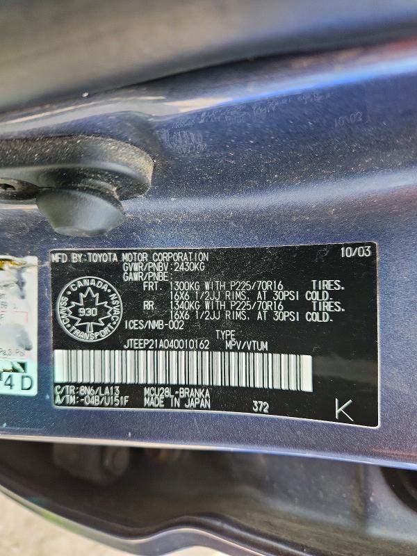 Aukcja sprzedaży 2004 Toyota Highlander V6 4dr 4wd, vin: JTEEP21A040010162, numer aukcji: 52563046