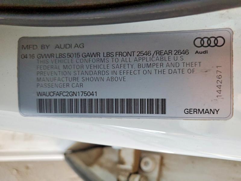 Aukcja sprzedaży 2016 Audi A6, vin: WAUCFAFC2GN175041, numer aukcji: 51913046