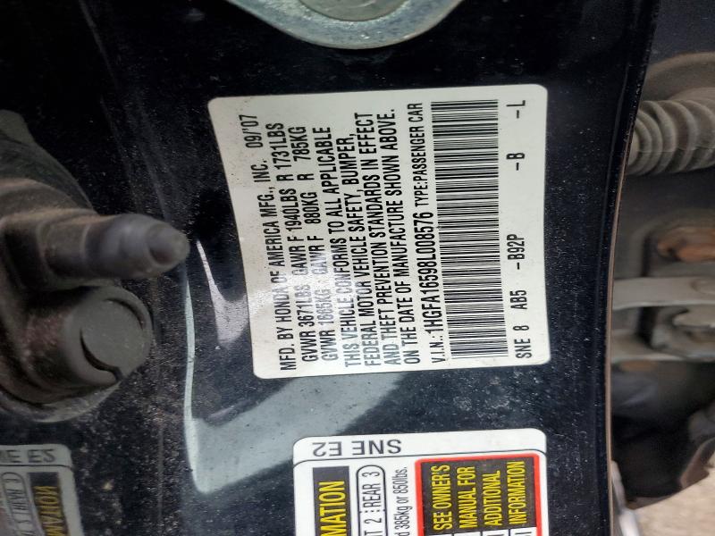 51816336 :رقم المزاد ، 1HGFA16598L008576 vin ، 2008 Honda Civic مزاد بيع
