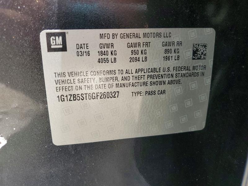 Aukcja sprzedaży 2016 Chevrolet Malibu, vin: 1G1ZB5ST6GF260327, numer aukcji: 54268936