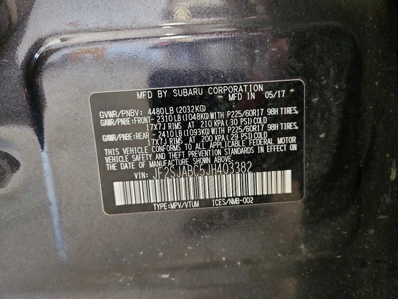 Продажа на аукционе авто 2018 Subaru Forester, vin: JF2SJABC5JH403382, номер лота: 54279956