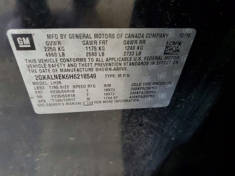 50615016 :رقم المزاد ، 2GKALNEK6H6218549 vin ، 2017 Gmc Terrain مزاد بيع