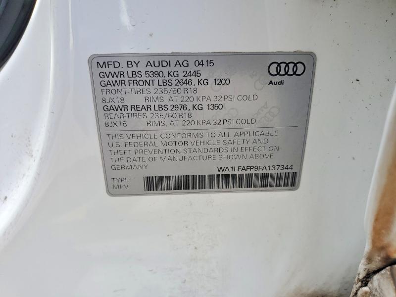 Aukcja sprzedaży 2015 Audi Q5, vin: WA1LFAFP9FA137344, numer aukcji: 52297036