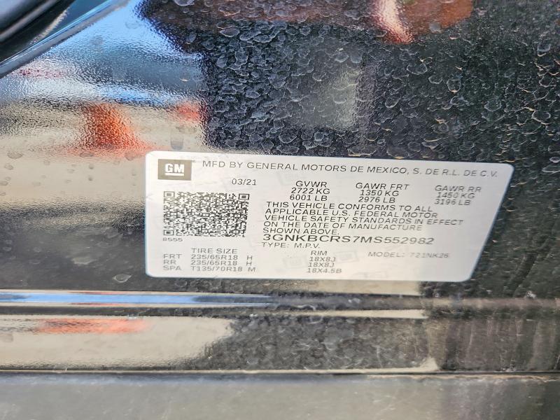 Aukcja sprzedaży 2021 Chevrolet Blazer, vin: 3GNKBCRS7MS552982, numer aukcji: 53125626