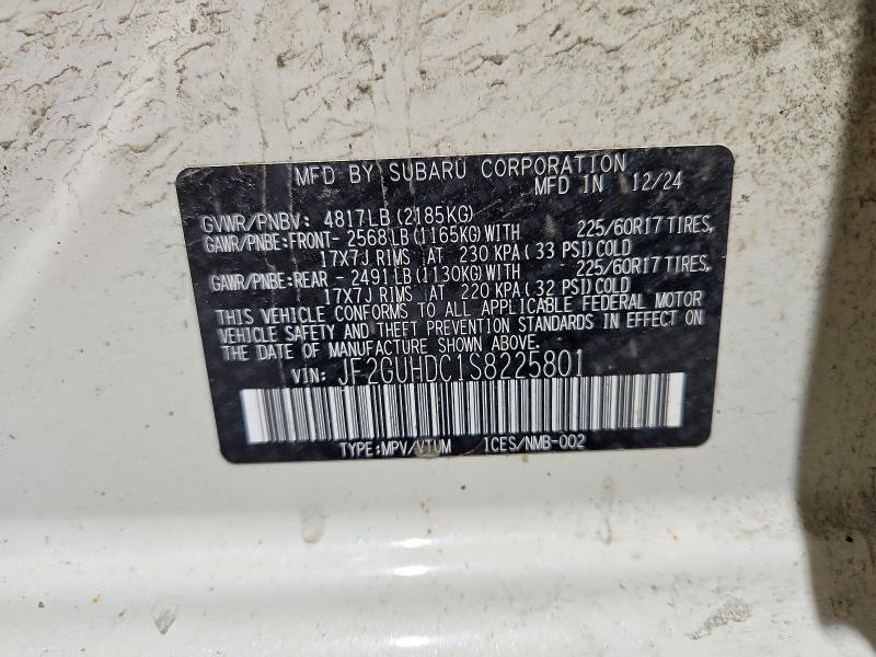 52805116 :رقم المزاد ، JF2GUHDC1S8225801 vin ، 2025 Subaru Crosstrek مزاد بيع