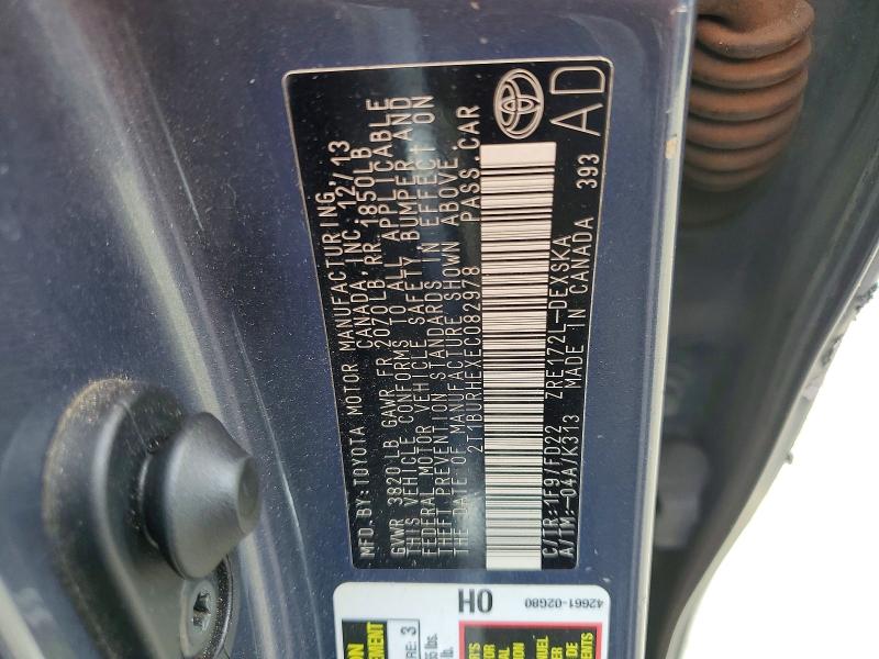 Продаж на аукціоні авто 2014 Toyota Corolla, vin: 2T1BURHEXEC082978, номер лоту: 55025466