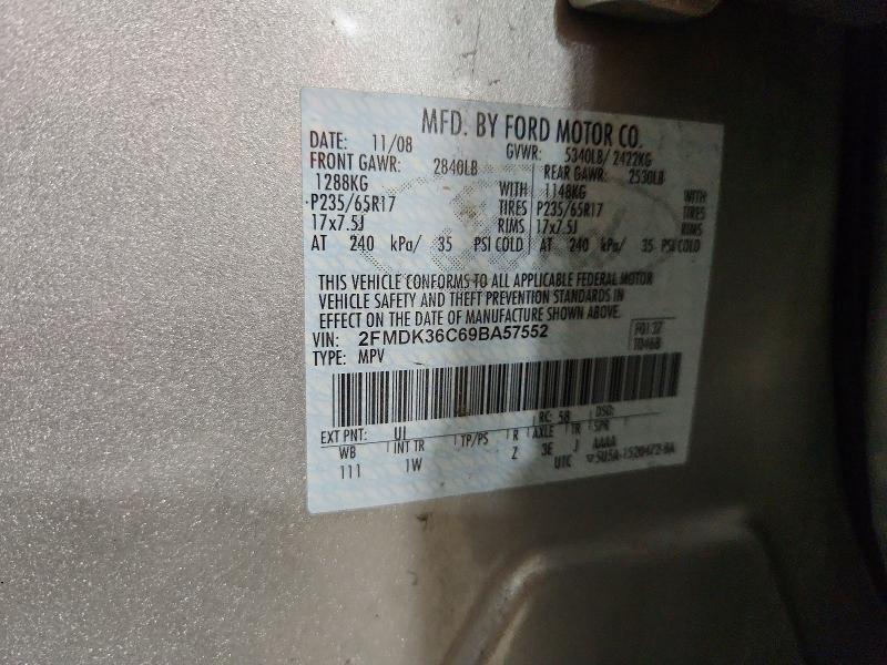 Продажа на аукционе авто 2009 Ford Edge, vin: 2FMDK36C69BA57552, номер лота: 51886396